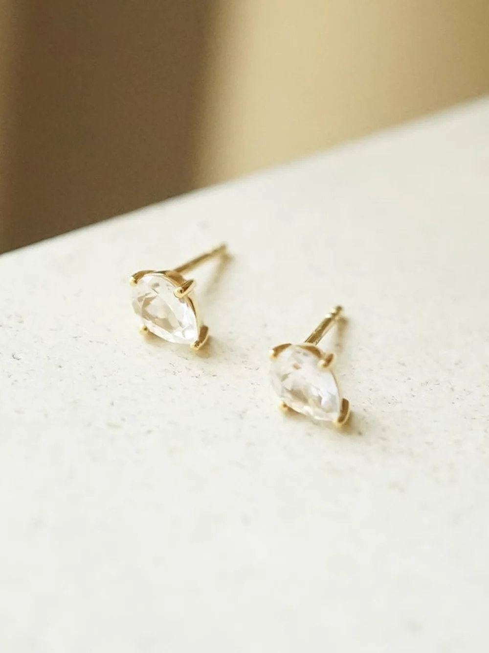 Daisy London Estée Lalonde Fine Pear Sapphire Single Stud Earring 14ct Solid Gold, view 5