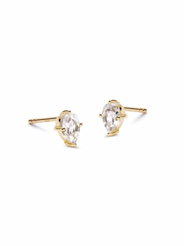 Daisy London Estée Lalonde Fine Pear Sapphire Stud Earrings 14ct Solid Gold
