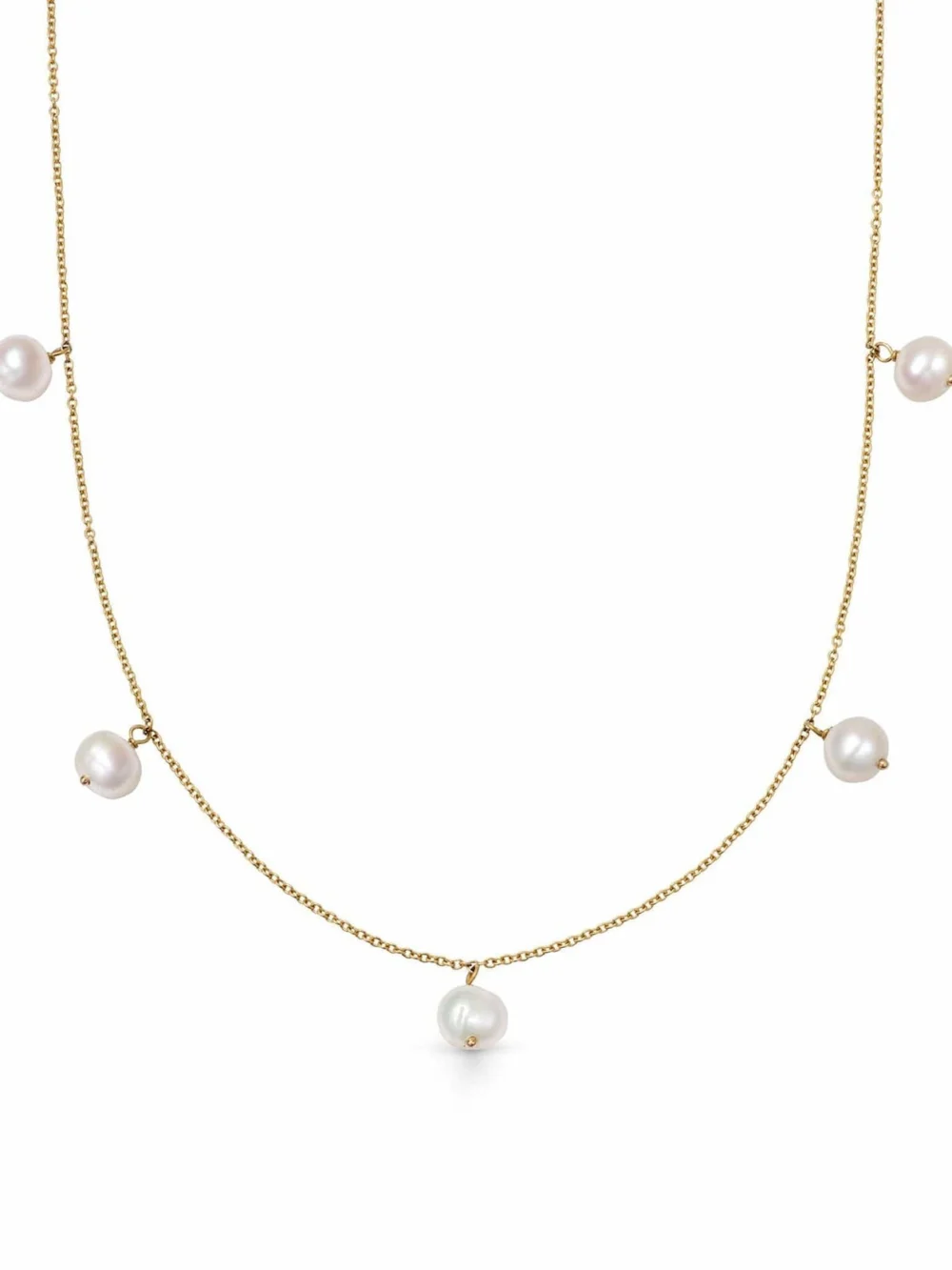 Daisy London Estée Lalonde Fine Pearl Station Necklace 14ct Solid Gold