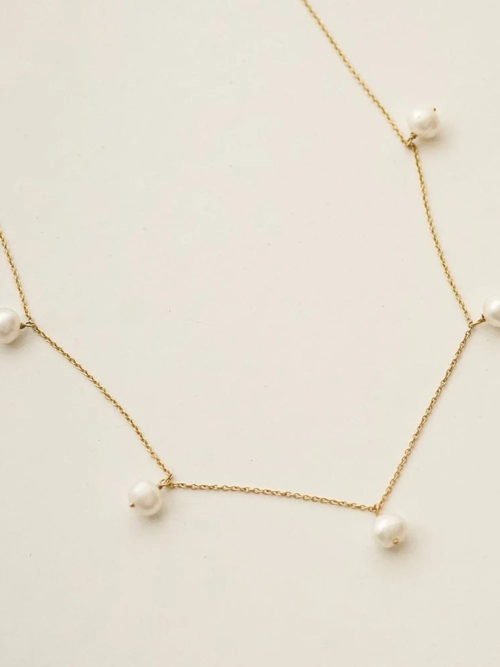Daisy London Estée Lalonde Fine Pearl Station Necklace 14ct Solid Gold, view 5