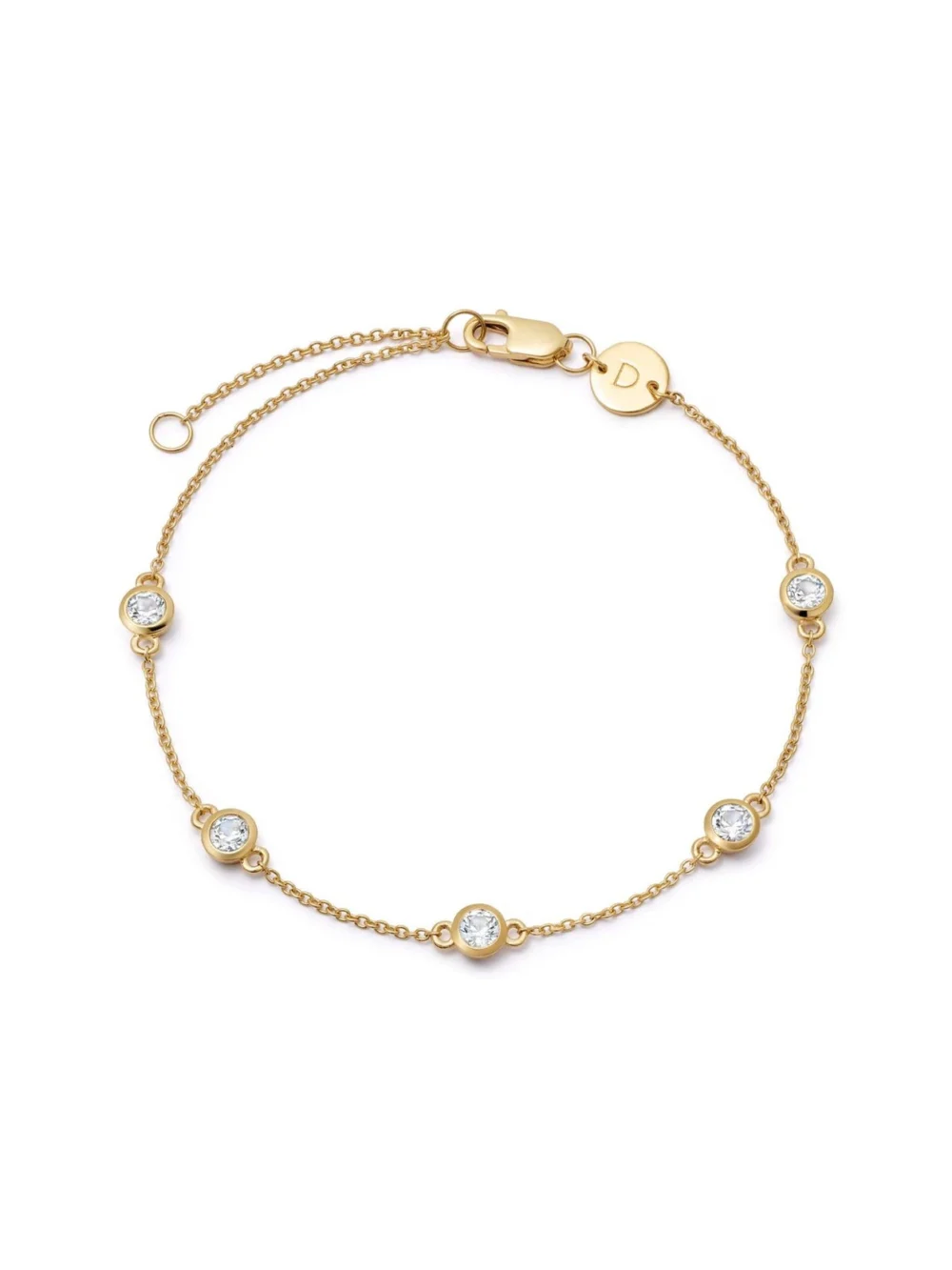 Daisy London Estée Lalonde Fine Round Sapphire Station Bracelet 14ct Solid Gold