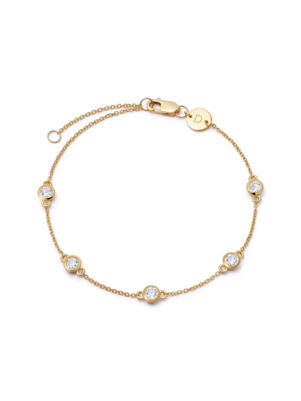 Daisy London Estée Lalonde Fine Round Sapphire Station Bracelet 14ct Solid Gold