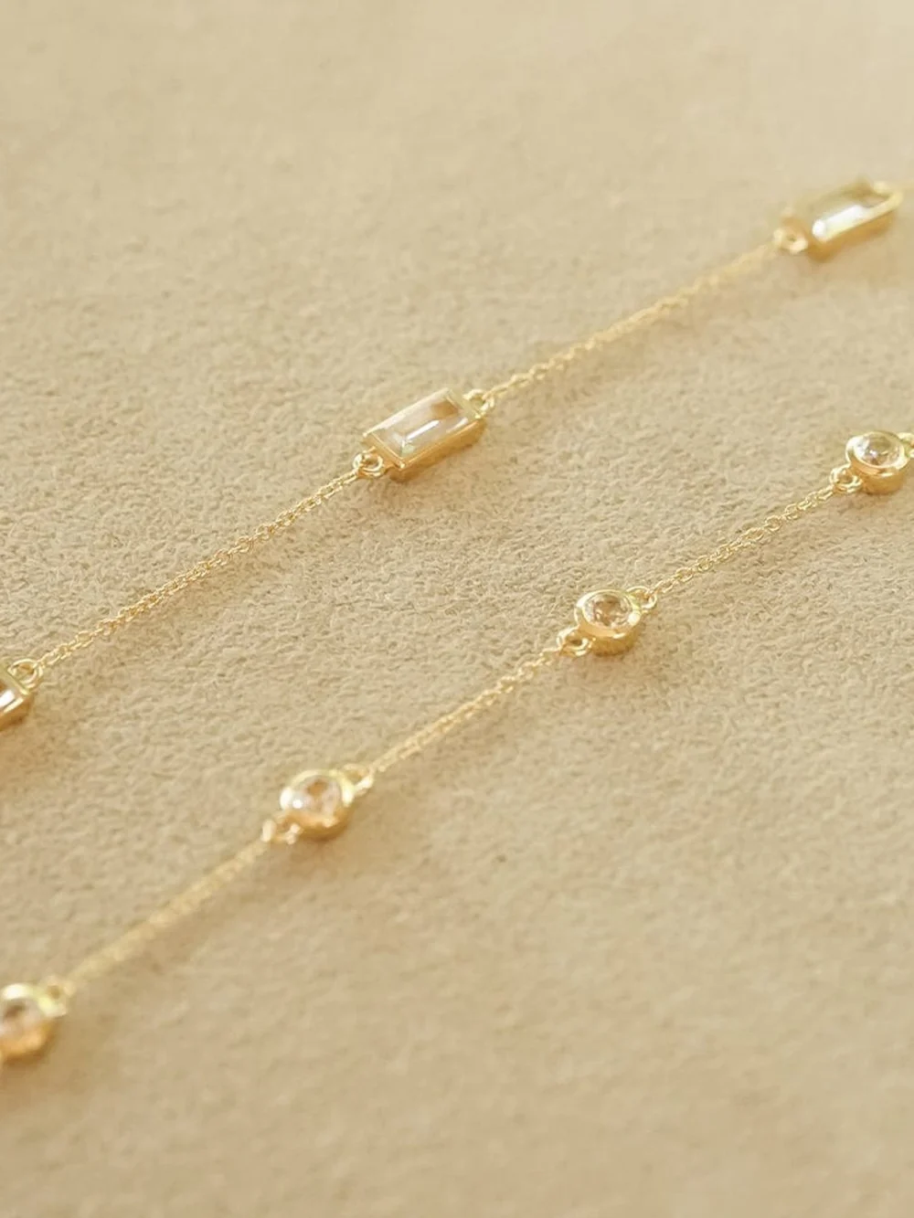 Daisy London Estée Lalonde Fine Round Sapphire Station Bracelet 14ct Solid Gold, view 5