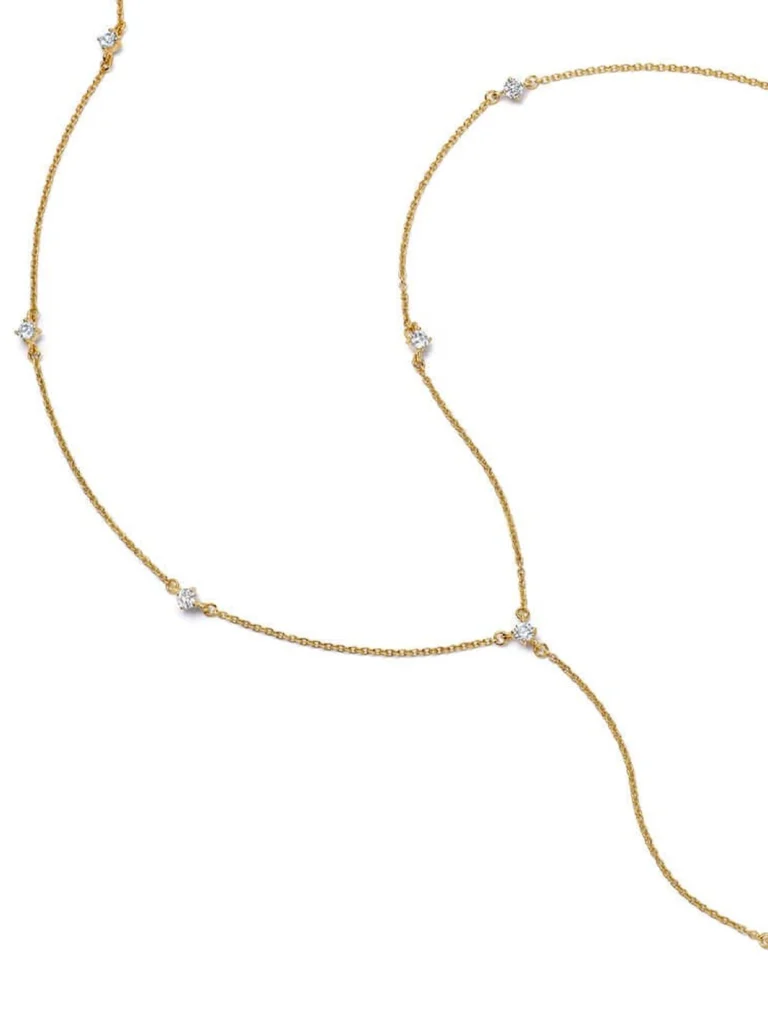 Daisy London Estée Lalonde Fine Sapphire Station Lariat Necklace 14ct Solid Gold