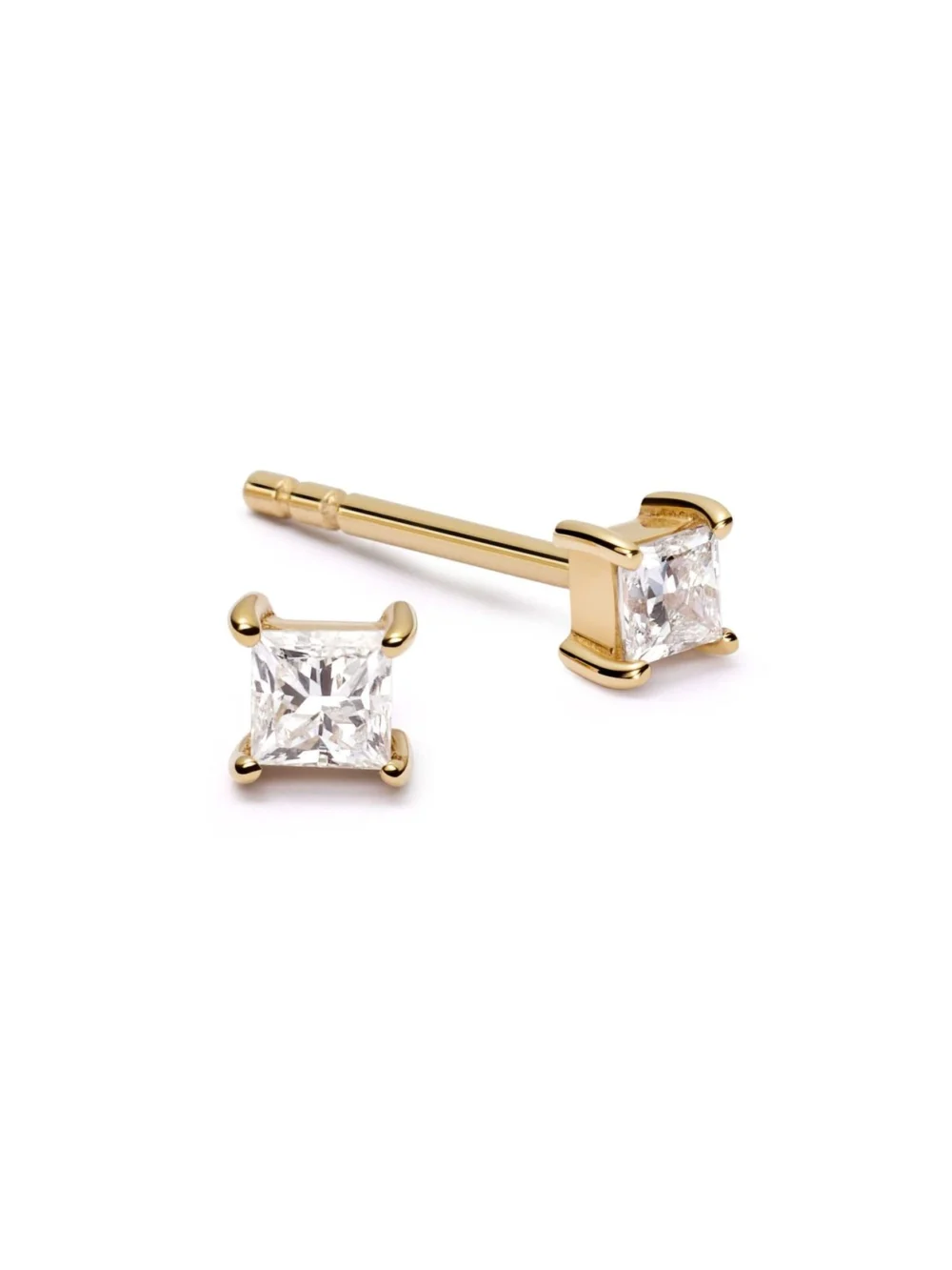 Daisy London Estée Lalonde Fine Square Diamond Stud Earrings 14ct Solid Gold