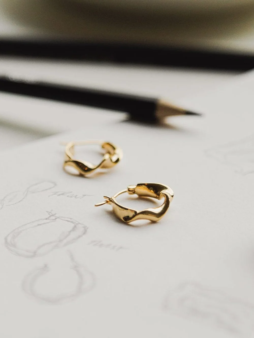 Daisy London Estée Lalonde Flow Hoop Earrings 18ct Gold Plate, view 3