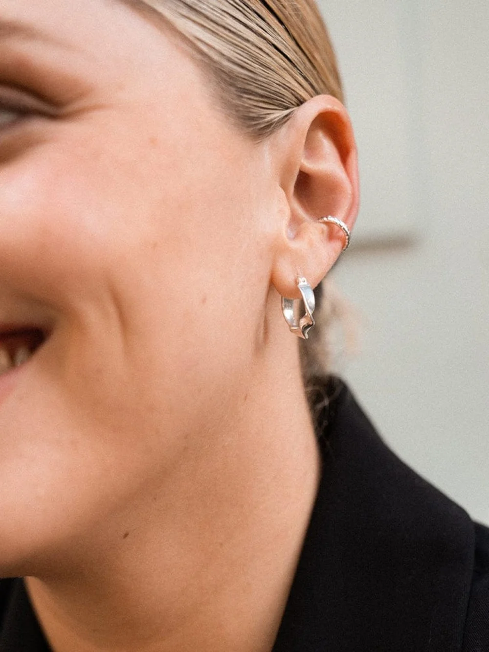 Daisy London Estée Lalonde Flow Hoop Earrings Sterling Silver, view 2