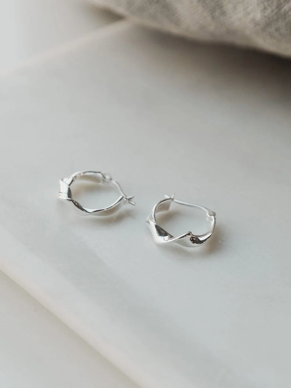 Daisy London Estée Lalonde Flow Hoop Earrings Sterling Silver, view 3