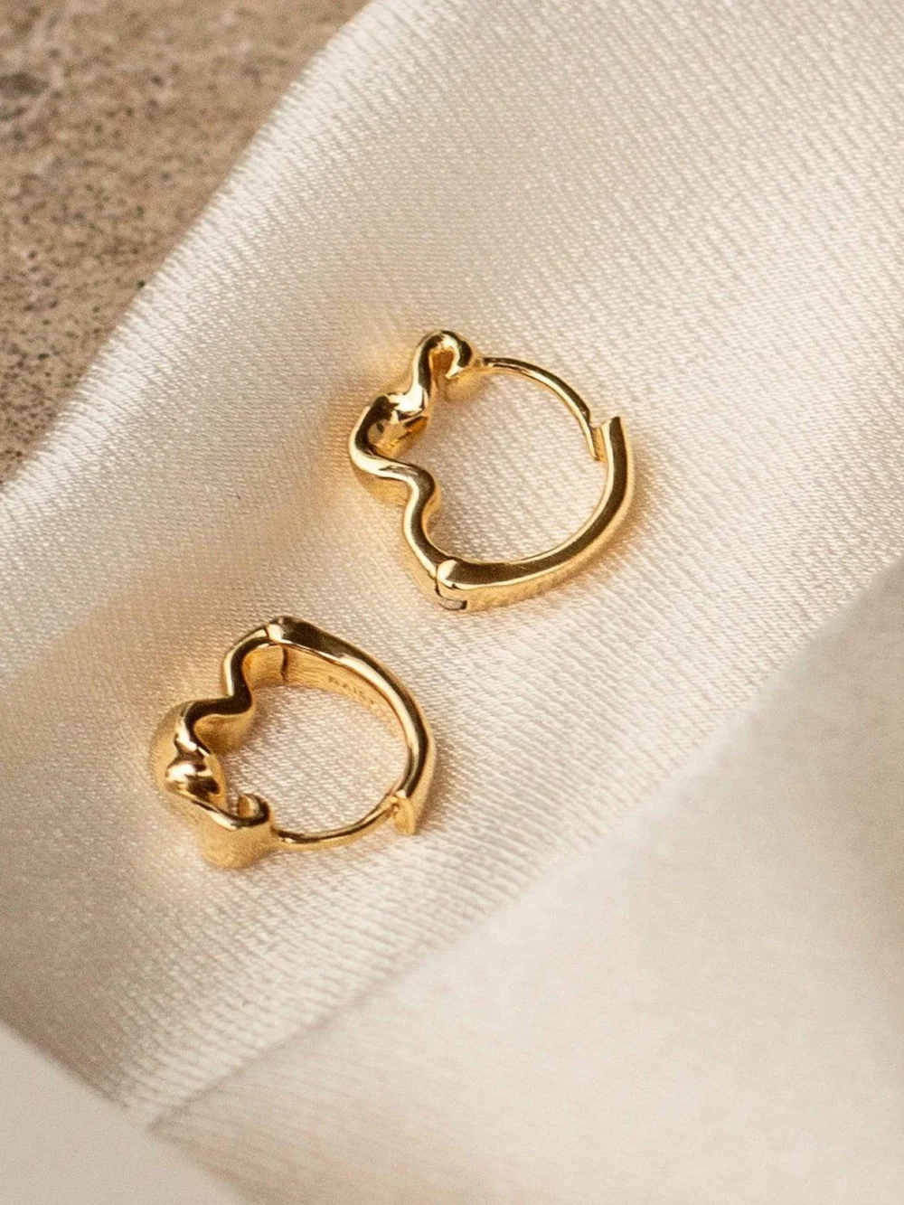 Daisy London Estée Lalonde Flow Huggie Hoop Earrings 18ct Gold Plate, view 2