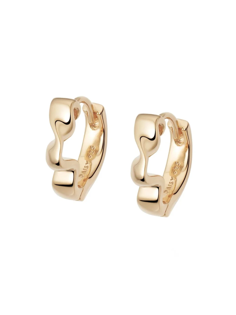 Daisy London Estée Lalonde Flow Huggie Hoop Earrings 18ct Gold Plate, view 5