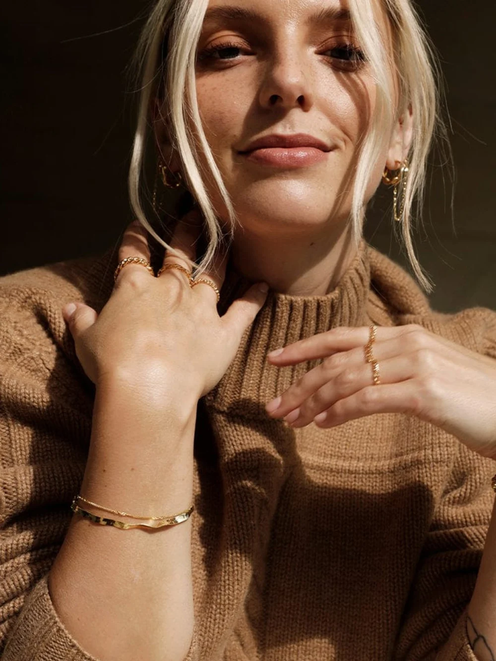 Daisy London Estée Lalonde Forever Wavy Bracelet Set 18ct Gold Plate, view 4