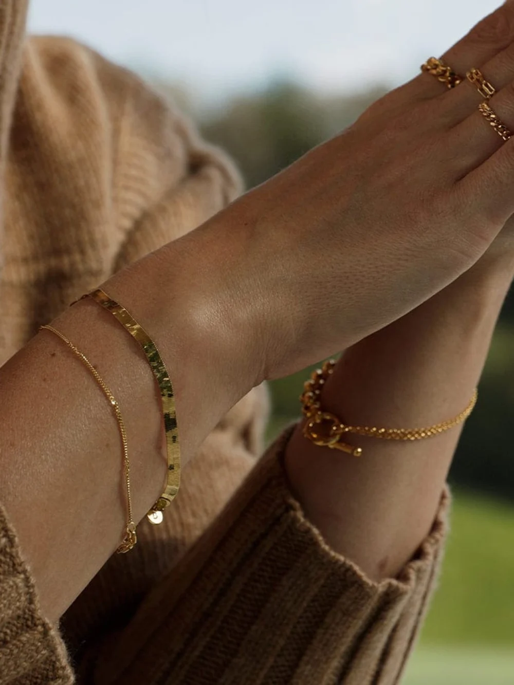 Daisy London Estée Lalonde Forever Wavy Bracelet Set 18ct Gold Plate, view 5