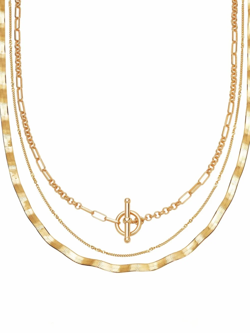 Daisy London Estée Lalonde Forever Wavy Necklace Layering Set 18ct Gold Plate