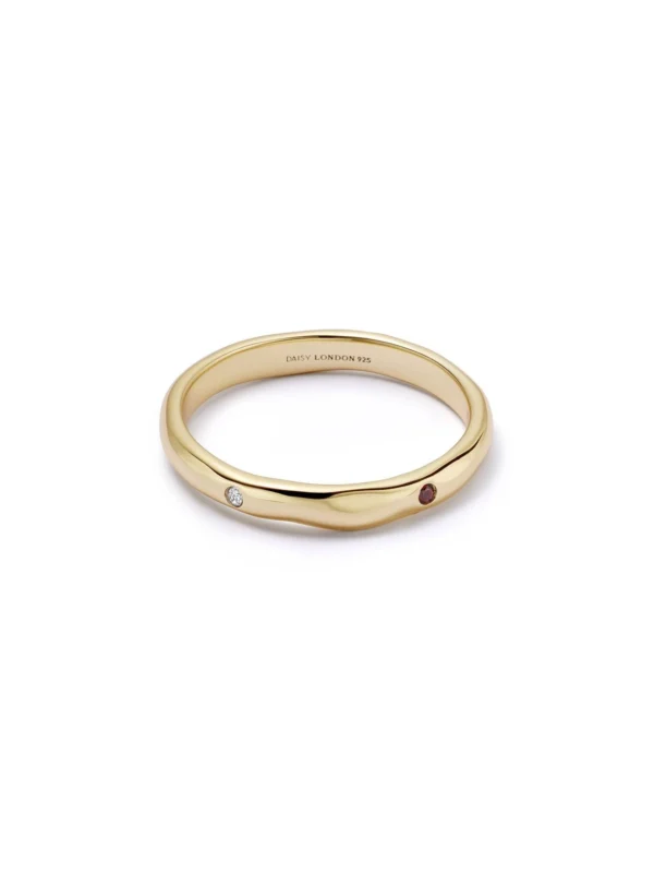 Daisy London Estée Lalonde Garnet & Sapphire Band Ring 18ct Gold Plate