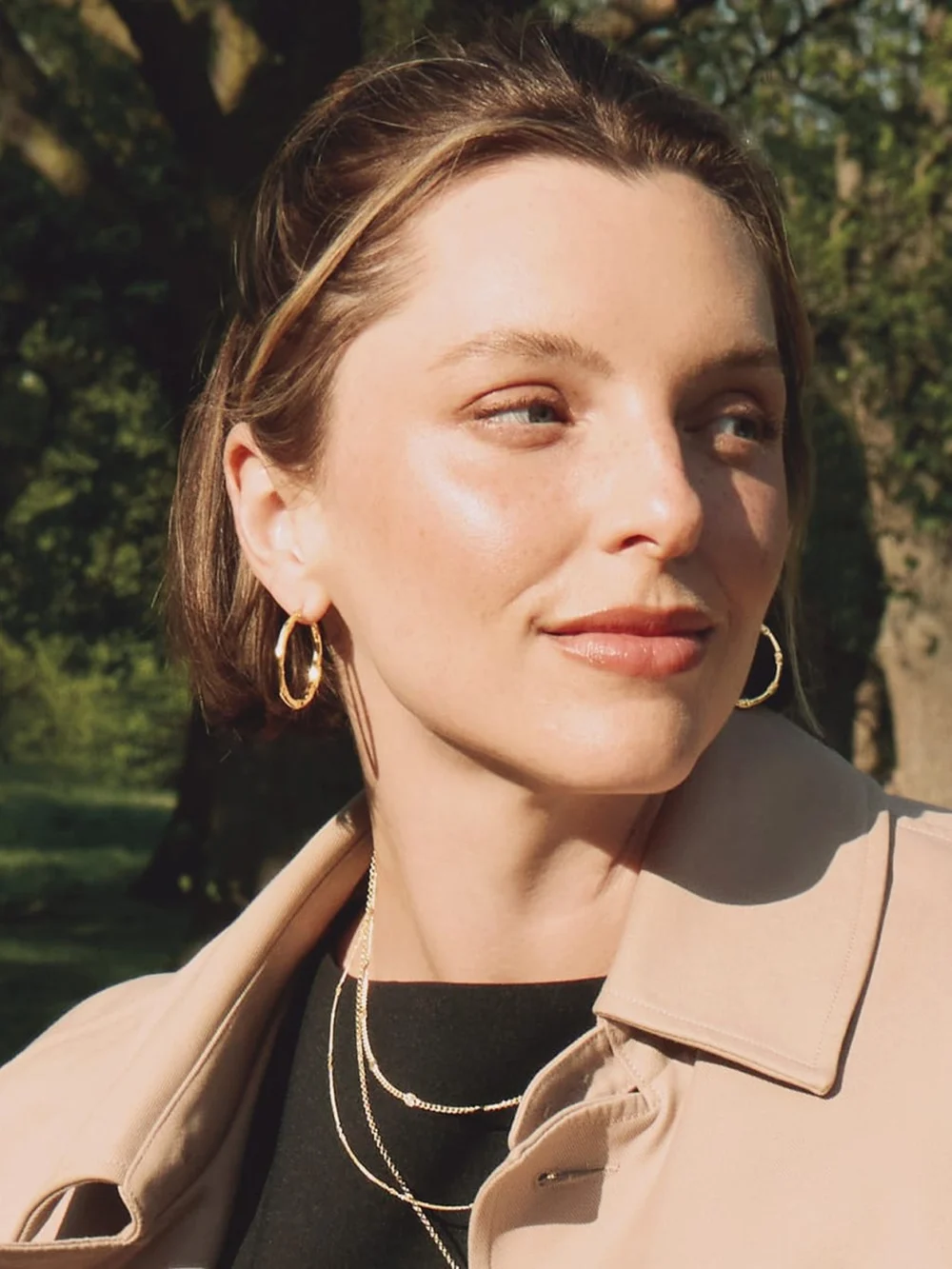 Daisy London Estée Lalonde Goddess Glow Hoop Earrings 18ct Gold Plate, view 4