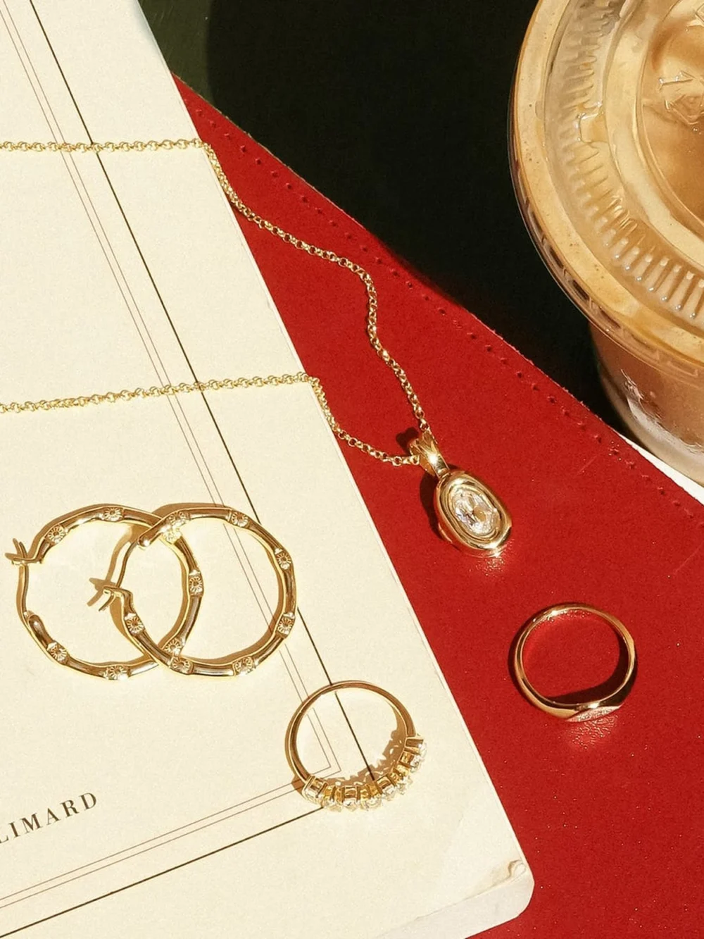 Daisy London Estée Lalonde Goddess Glow Hoop Earrings 18ct Gold Plate, view 5