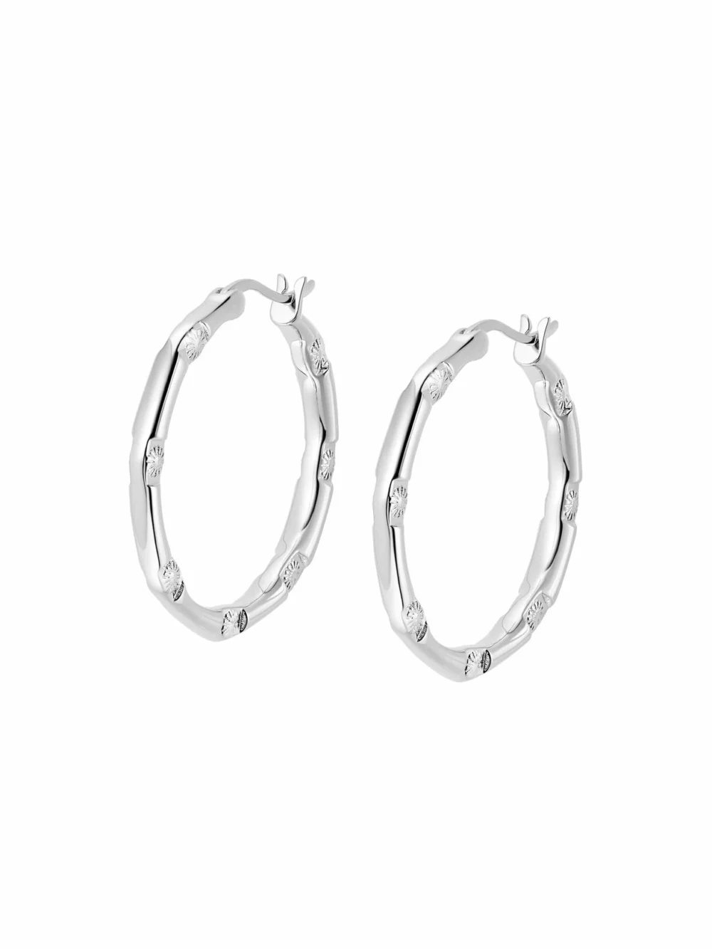 Daisy London Estée Lalonde Goddess Glow Hoop Earrings Sterling Silver, view 5