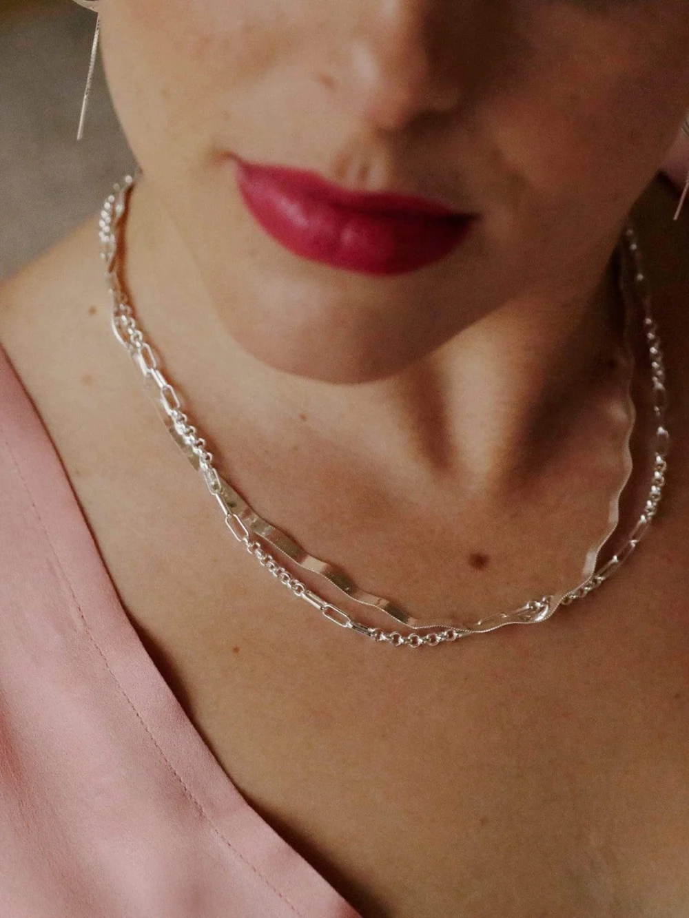 Daisy London Estée Lalonde Interlock Chain Necklace Sterling Silver, view 2