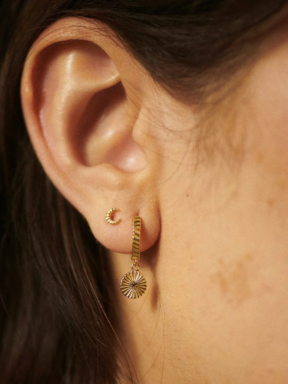 Daisy London Estée Lalonde Luna Earring Stack 18ct Gold Plate, view 2