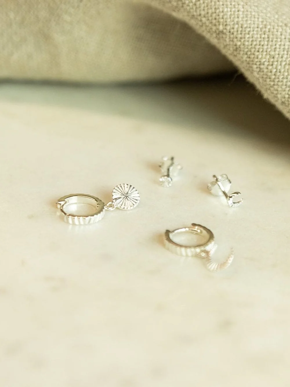 Daisy London Estée Lalonde Luna Earring Stack Sterling Silver, view 3