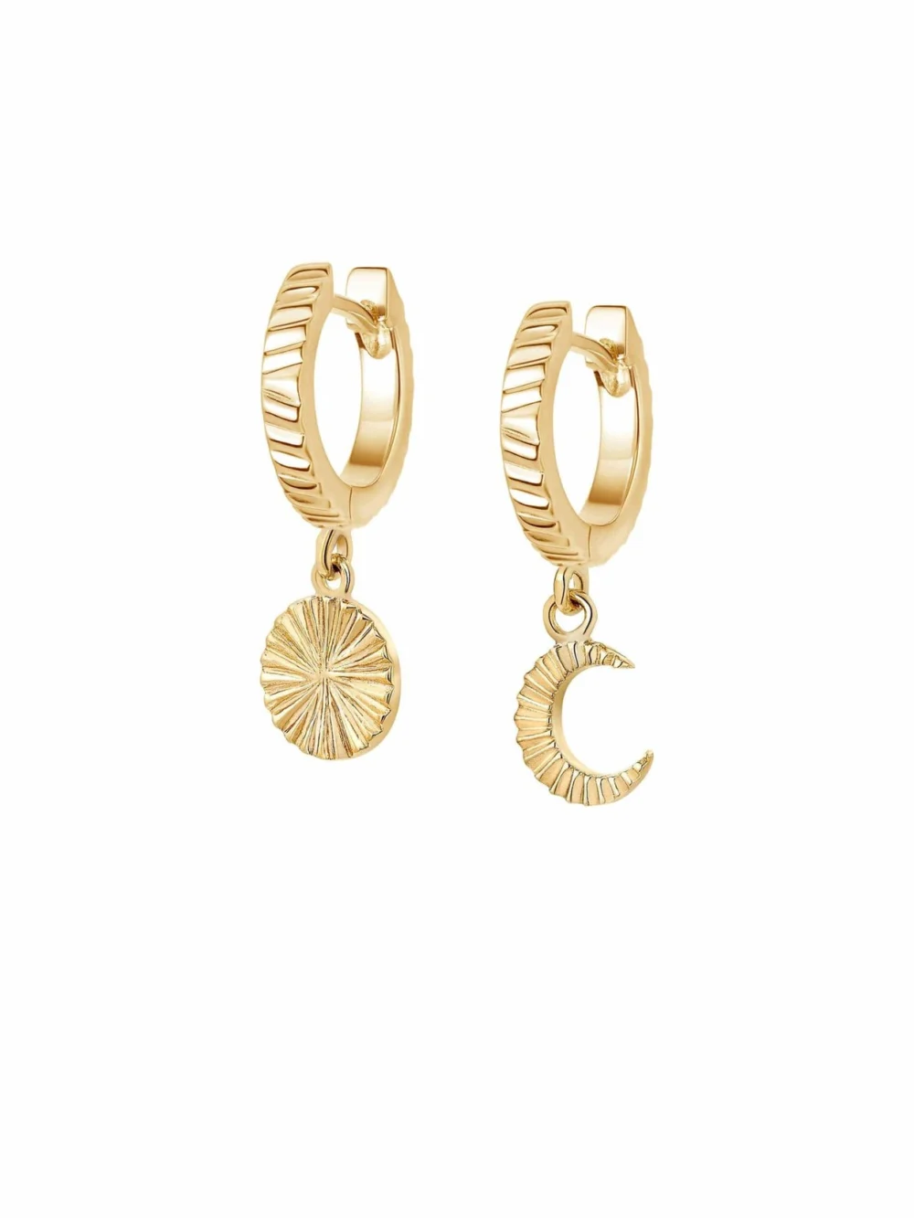 Daisy London Estée Lalonde Luna Huggie Charm Earrings 18ct Gold Plate, view 5