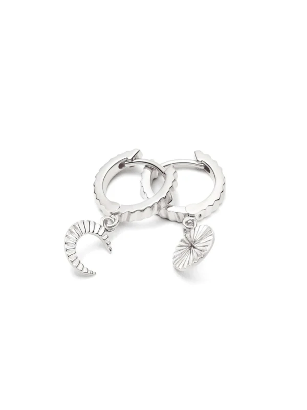Daisy London Estée Lalonde Luna Huggie Charm Earrings Sterling Silver