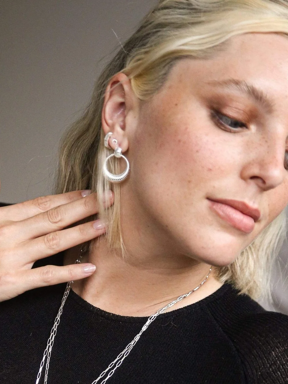 Daisy London Estée Lalonde Luna Stud Earrings Sterling Silver, view 4