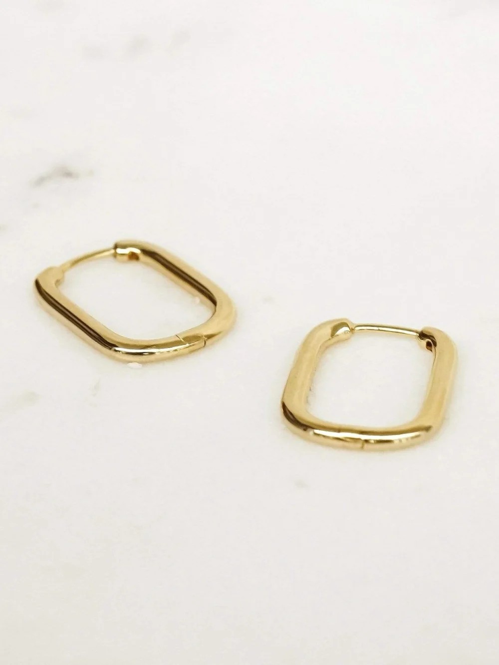Daisy London Estée Lalonde Mini Square Hoop Earrings 18ct Gold Plate, view 3