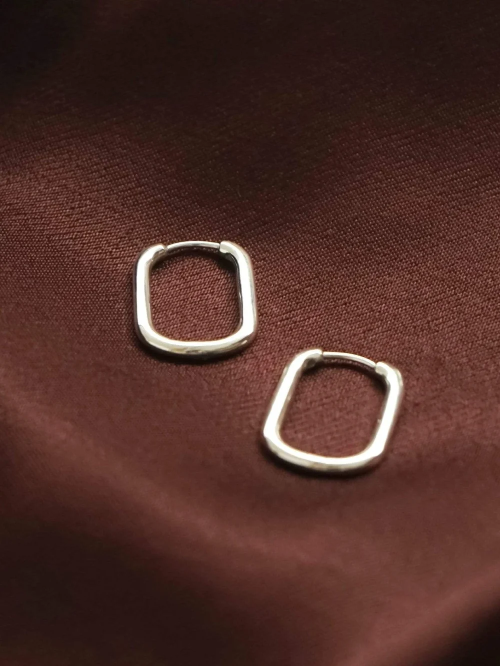 Daisy London Estée Lalonde Mini Square Hoop Earrings Sterling Silver, view 3
