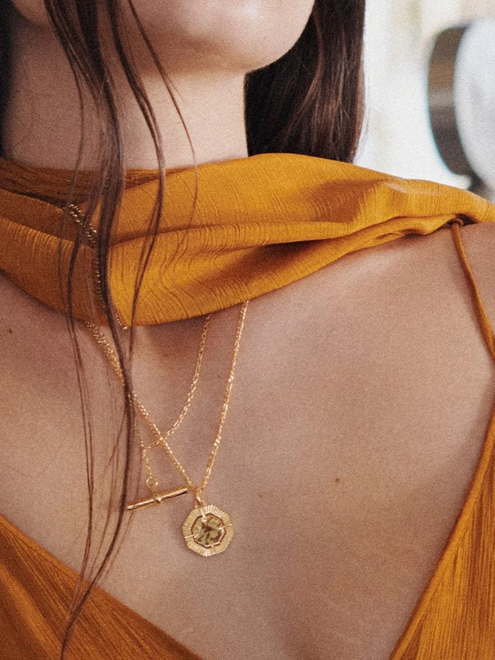 Daisy London Estée Lalonde Modern Heirloom Necklace Layering Set 18ct Gold Plate, view 2