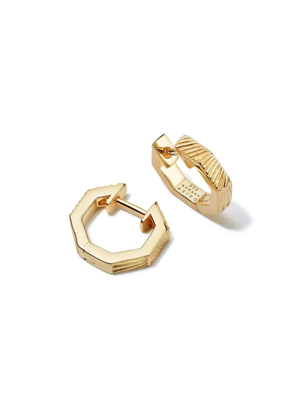 Daisy London Estée Lalonde Octagonal Huggie Hoop Earrings 18ct Gold Plate
