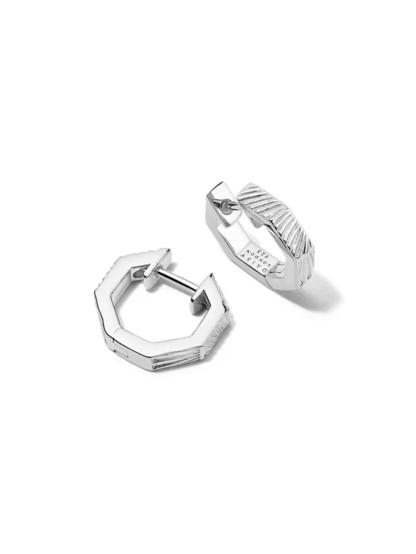 Daisy London Estée Lalonde Octagonal Huggie Hoop Earrings Sterling Silver