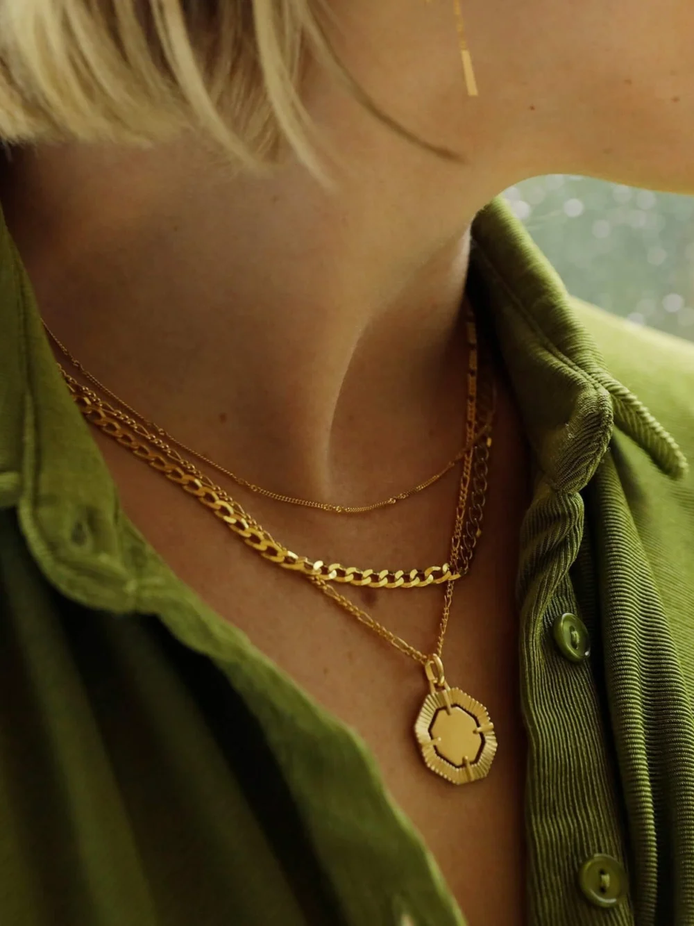 Daisy London Estée Lalonde Octagonal Necklace 18ct Gold Plate, view 2