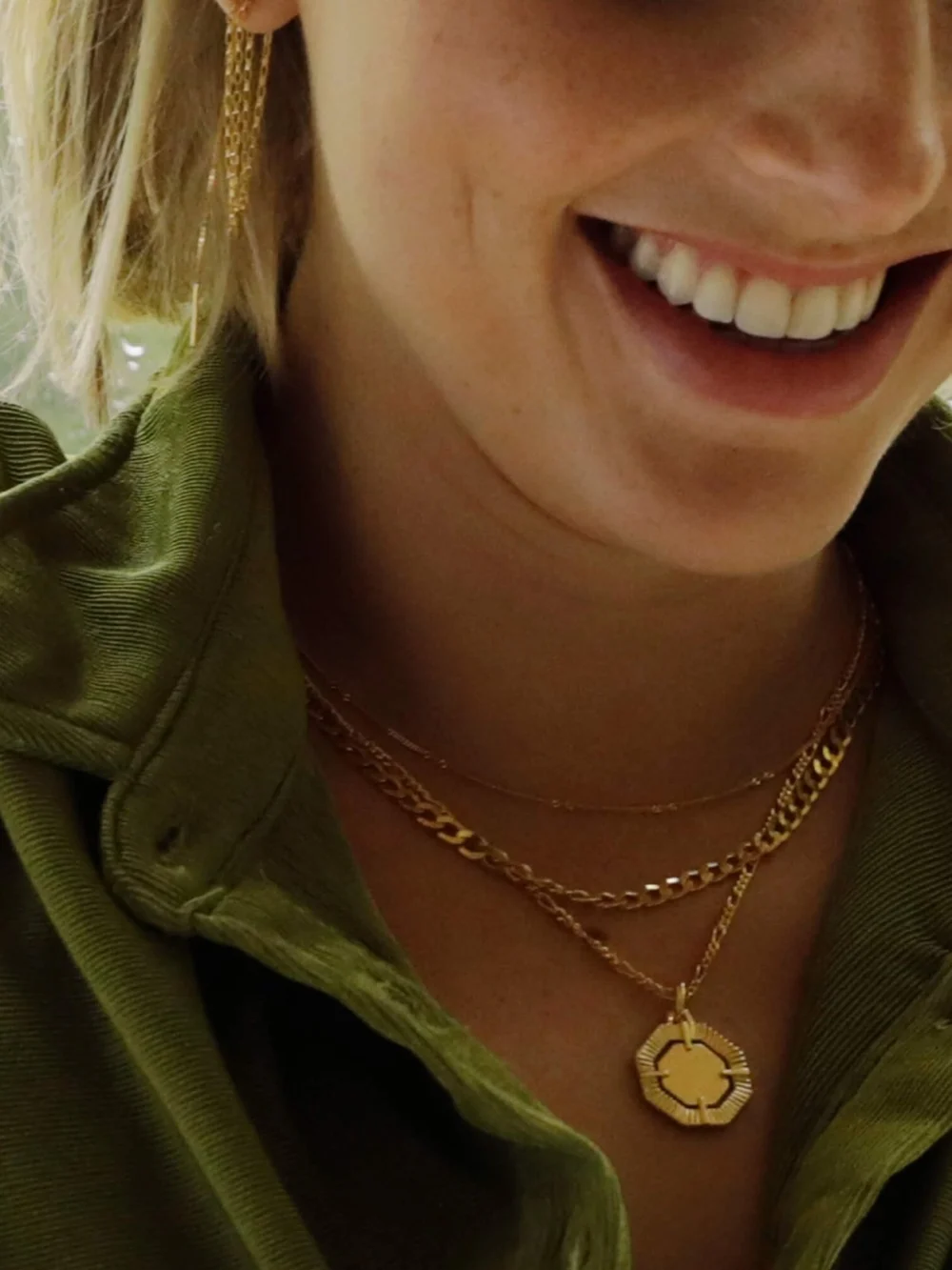 Daisy London Estée Lalonde Octagonal Necklace 18ct Gold Plate, view 4