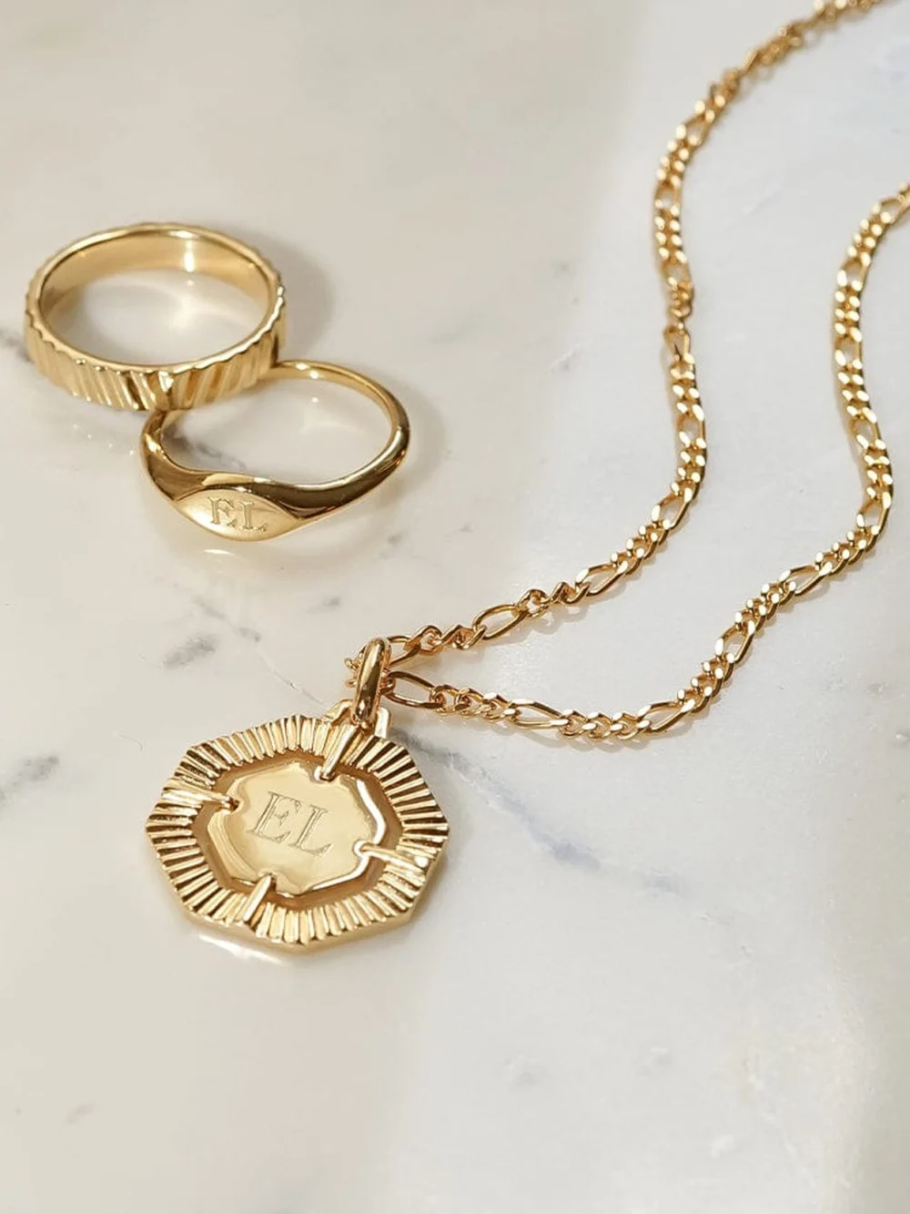 Daisy London Estée Lalonde Octagonal Necklace 18ct Gold Plate, view 5
