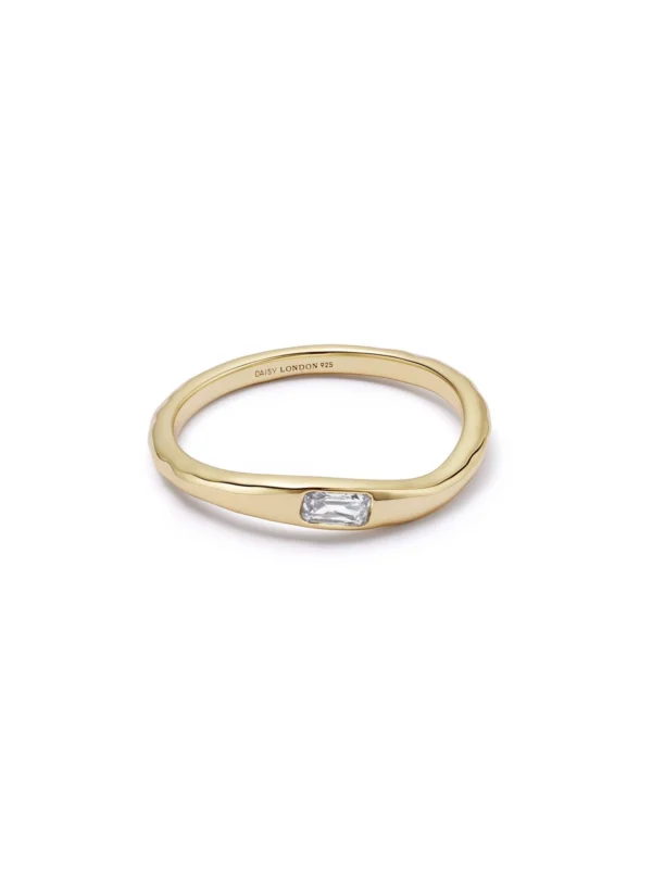 Daisy London Estée Lalonde Organic Sapphire Stacking Ring 18ct Gold Plate