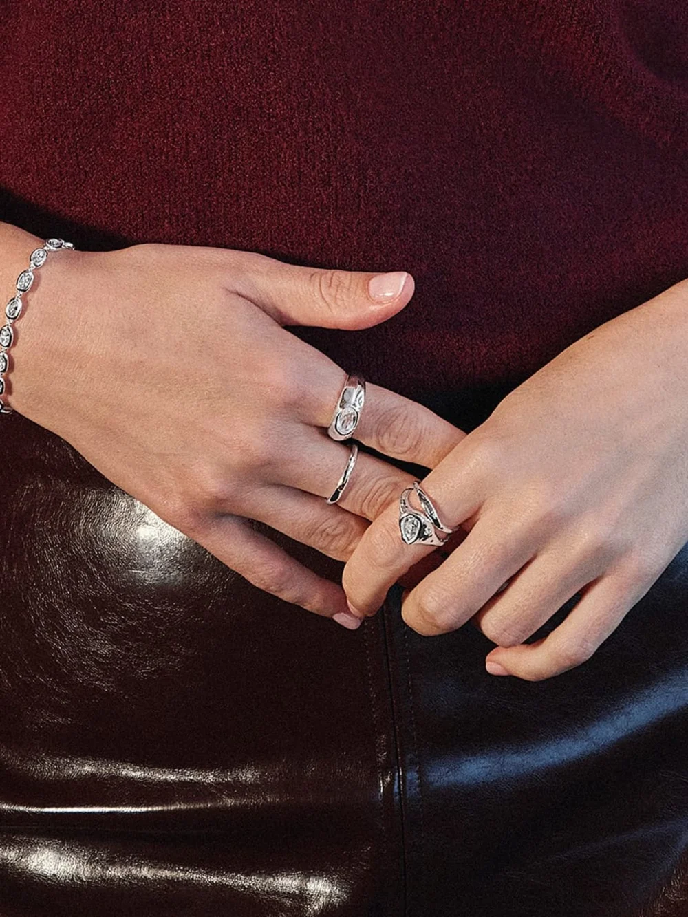 Daisy London Estée Lalonde Organic Sapphire Stacking Ring Sterling Silver, view 4