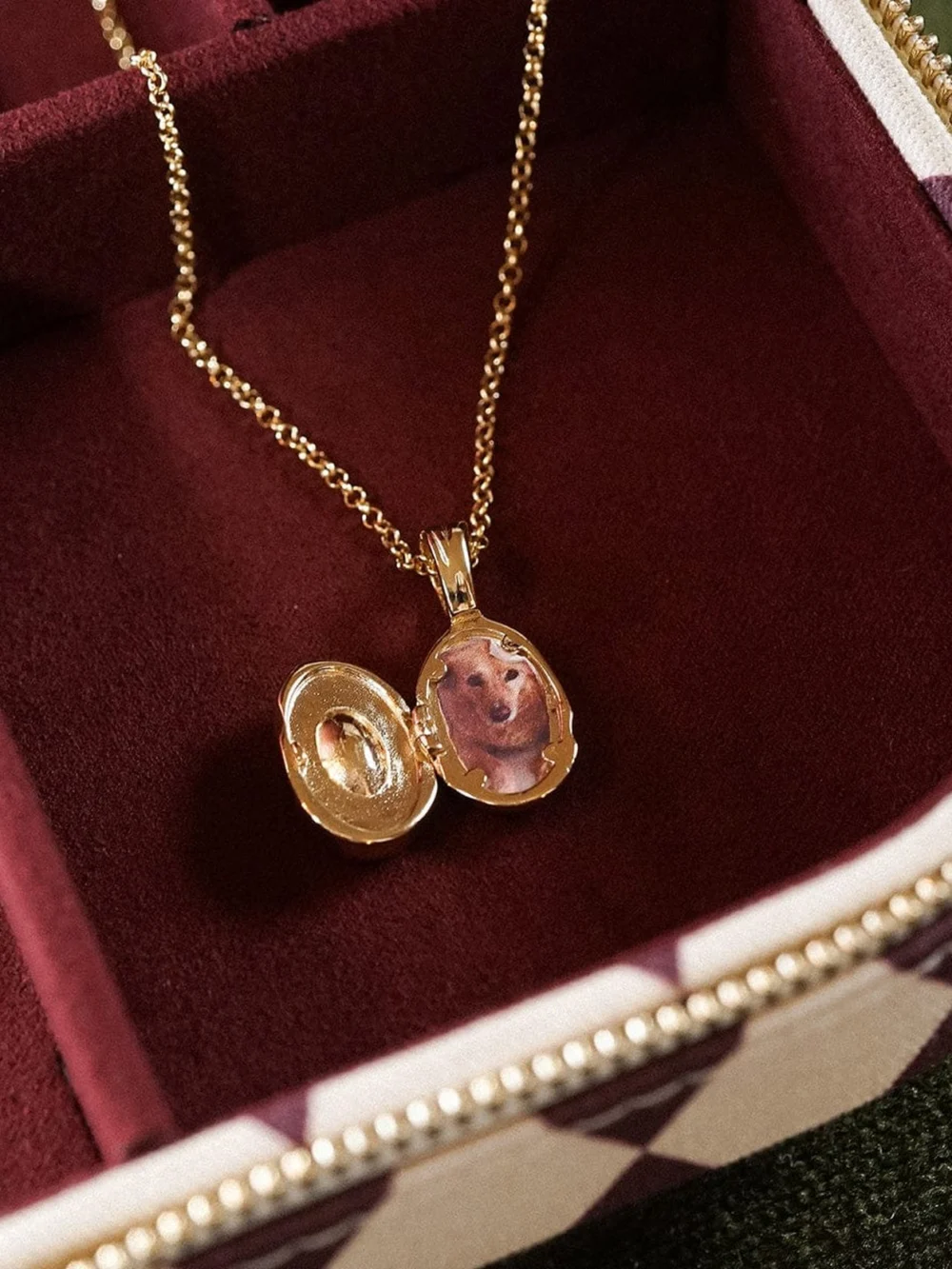 Daisy London Estée Lalonde Sapphire Locket Necklace 18ct Gold Plate, view 5