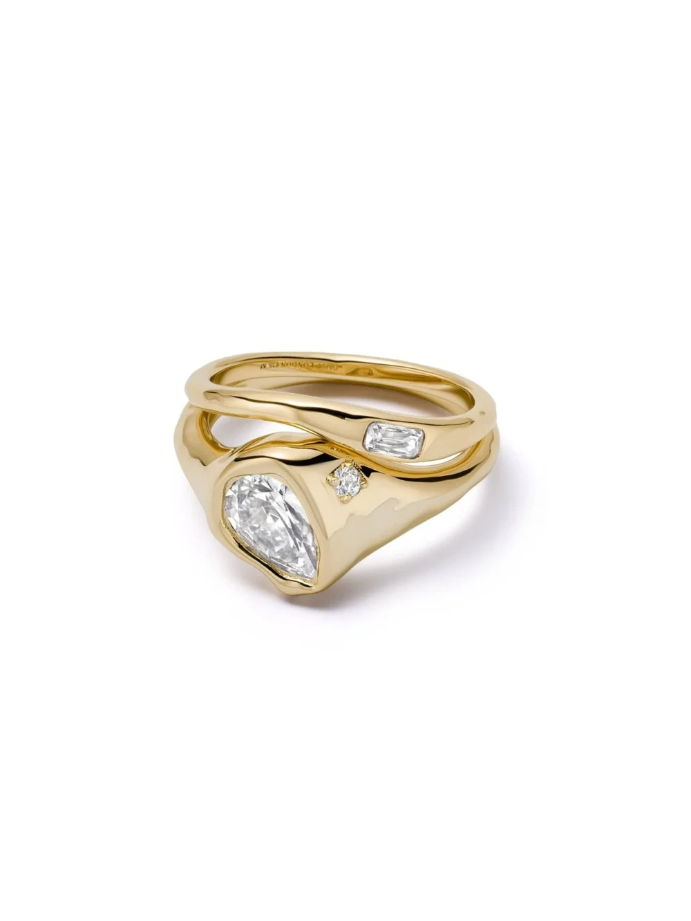 Daisy London Estée Lalonde Sapphire Organic Ring Stack 18ct Gold Plate