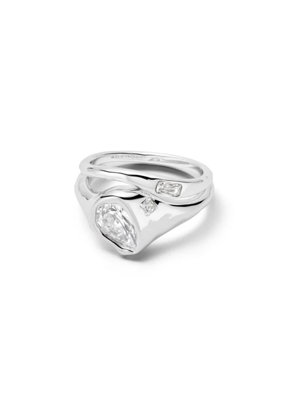 Daisy London Estée Lalonde Sapphire Organic Ring Stack Sterling Silver
