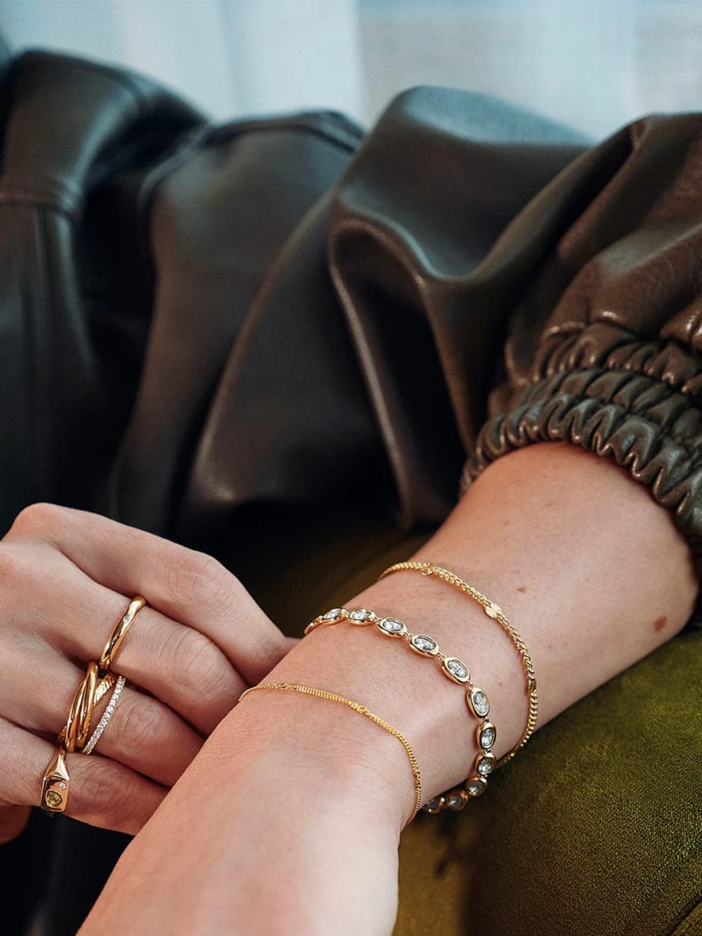 Daisy London Estée Lalonde Sapphire Tennis Bracelet 18ct Gold Plate, view 2
