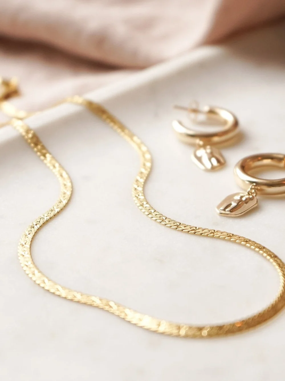 Daisy London Estée Lalonde Short Snake Chain Necklace 18ct Gold Plate, view 3