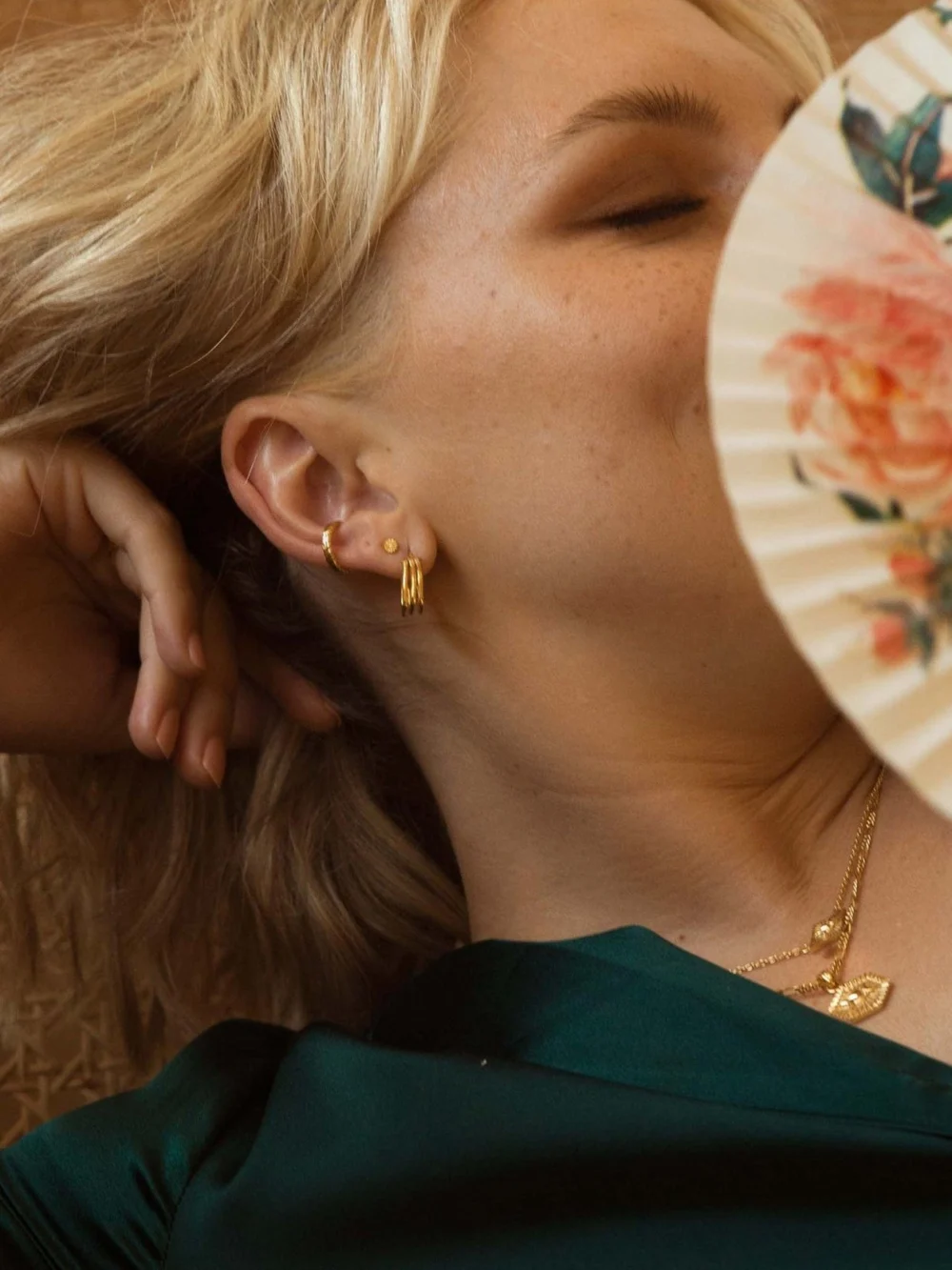 Daisy London Estée Lalonde Sisterhood Hoop Earrings 18ct Gold Plate, view 6