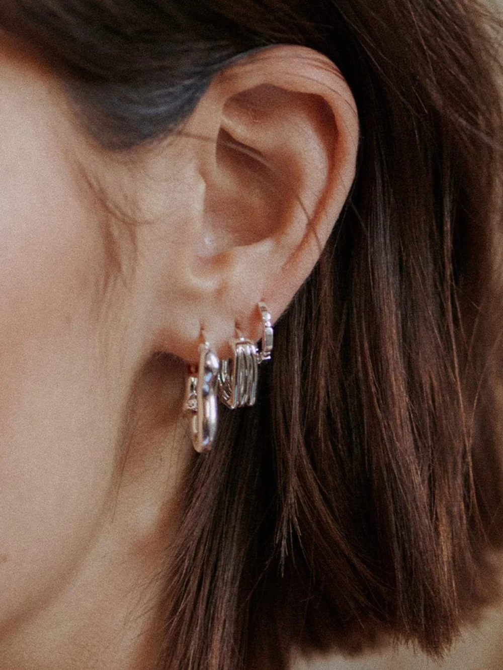 Daisy London Estée Lalonde Sisterhood Hoop Earrings Sterling Silver, view 2