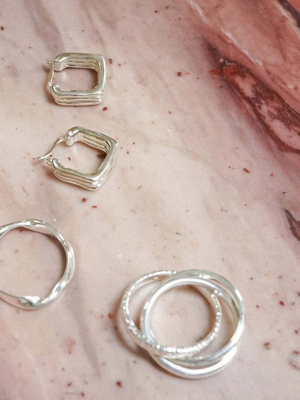 Daisy London Estée Lalonde Sisterhood Hoop Earrings Sterling Silver, view 5