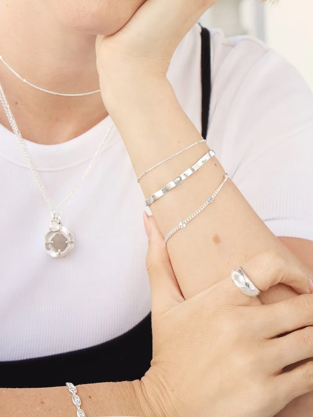 Daisy London Estée Lalonde Sunburst Chain Bracelet Sterling Silver, view 2