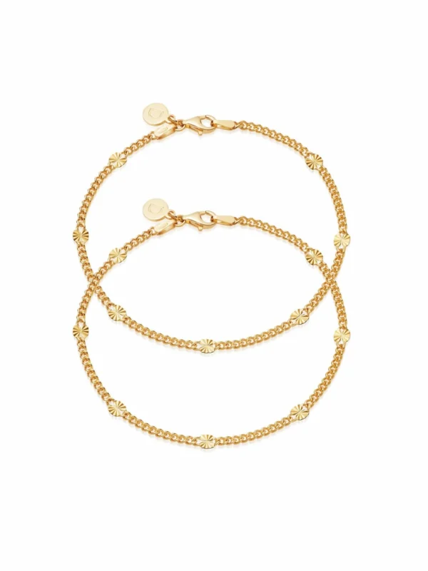 Daisy London Estée Lalonde Sunburst Friendship Bracelet Stack 18ct Gold Plate
