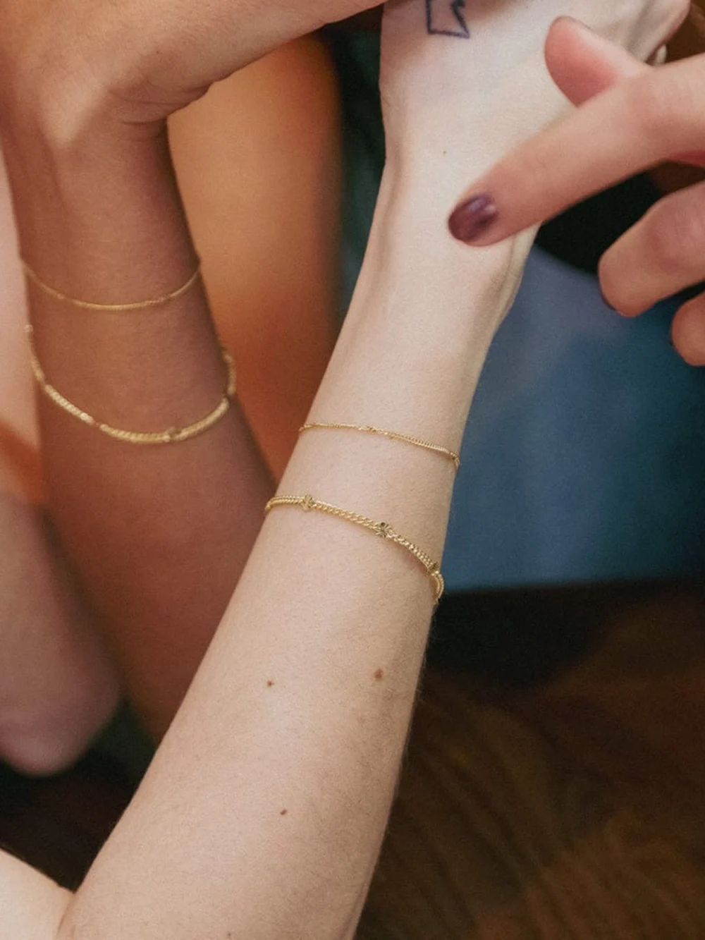 Daisy London Estée Lalonde Sunburst Friendship Bracelet Stack 18ct Gold Plate, view 4
