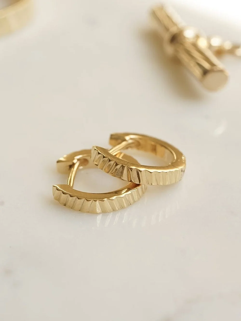 Daisy London Estée Lalonde Sunburst Huggie Earrings 18ct Gold Plate, view 3