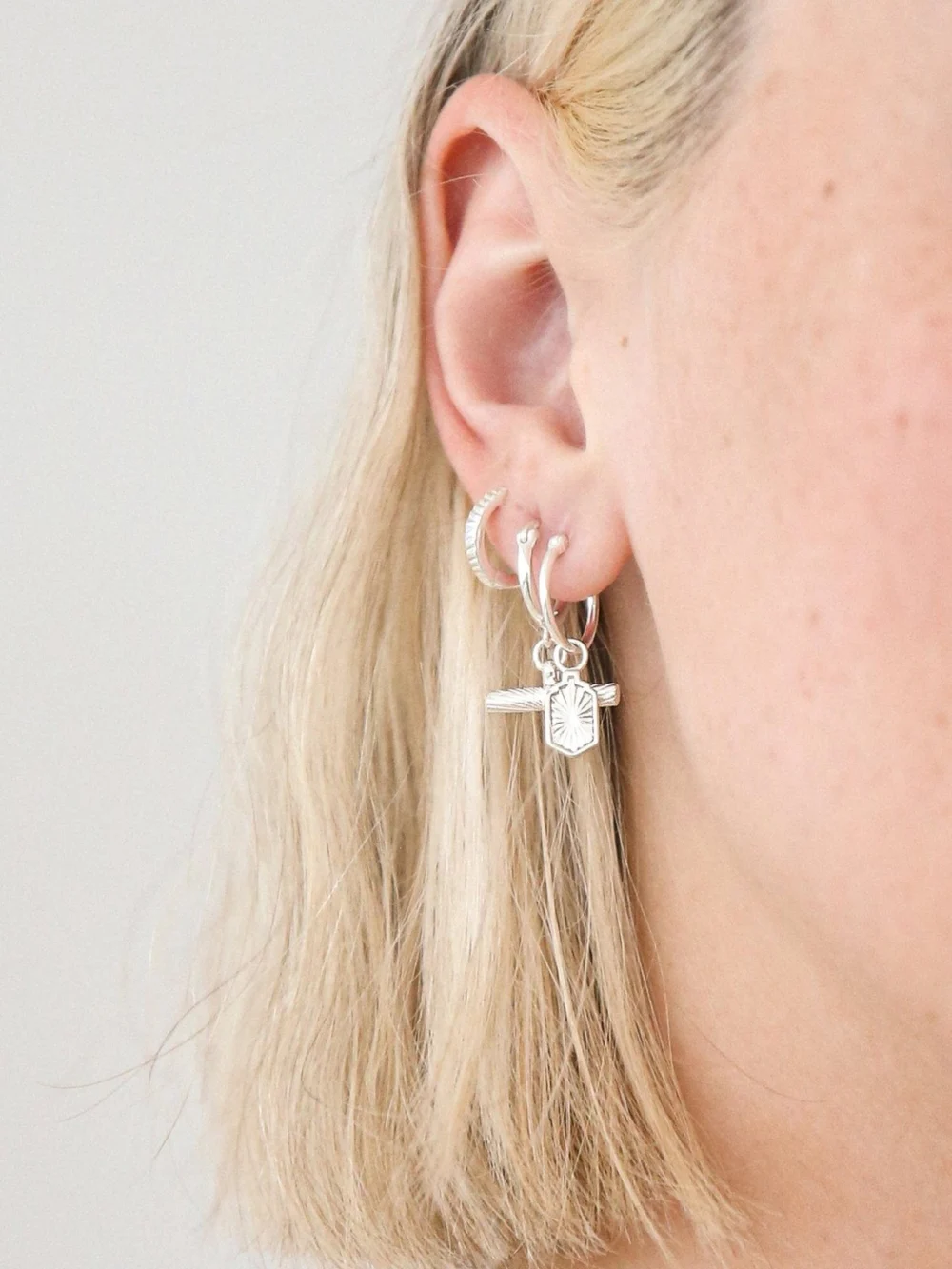 Daisy London Estée Lalonde Sunburst Huggie Earrings Sterling Silver, view 2